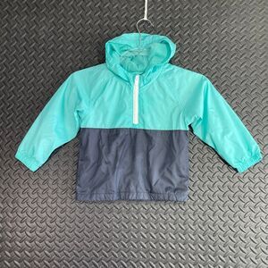 Old Navy Navy Blue Turquoise Half Zip Wind Breaker Jacket‎ Boys Size 3T